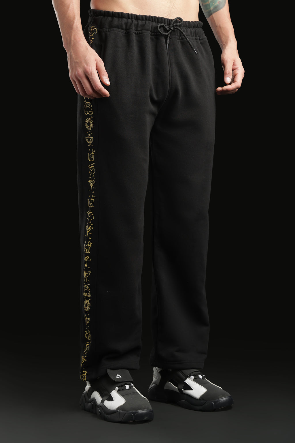Egyptian Graphic Track Pants – Black