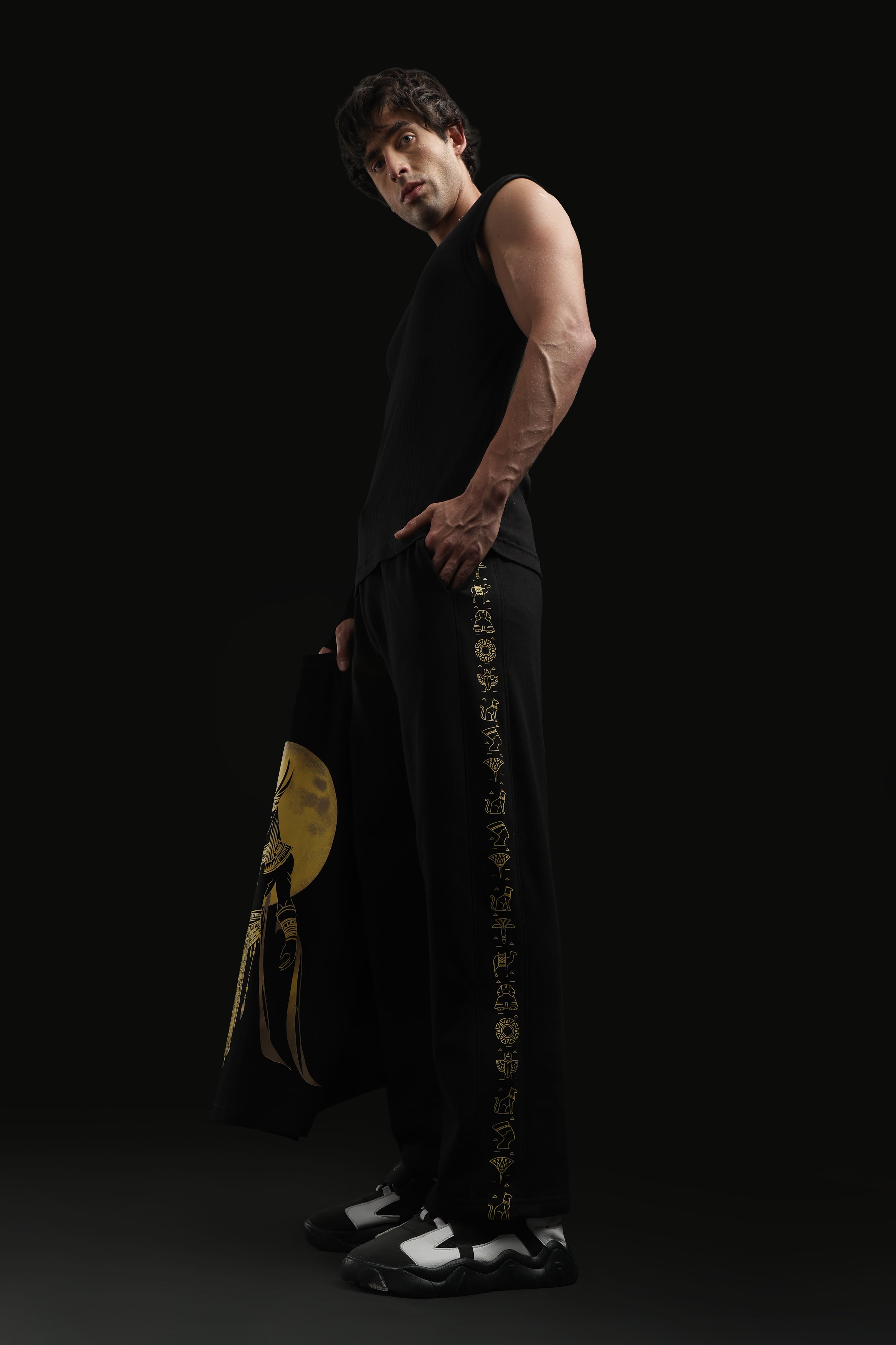 Egyptian Graphic Track Pants – Black